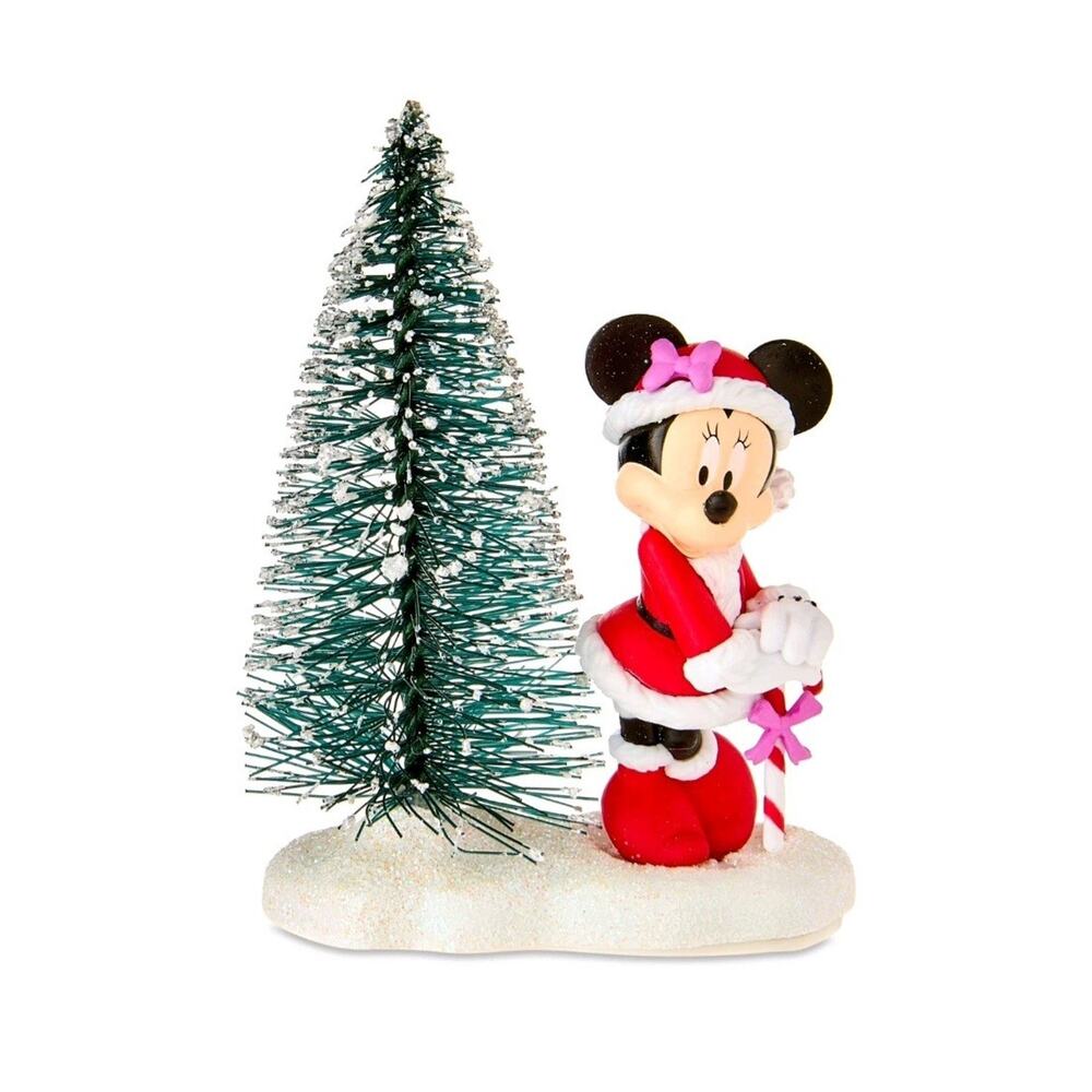 Disney Minnie Mouse and Christmas Tree Figurine Christmas Village Accessory New